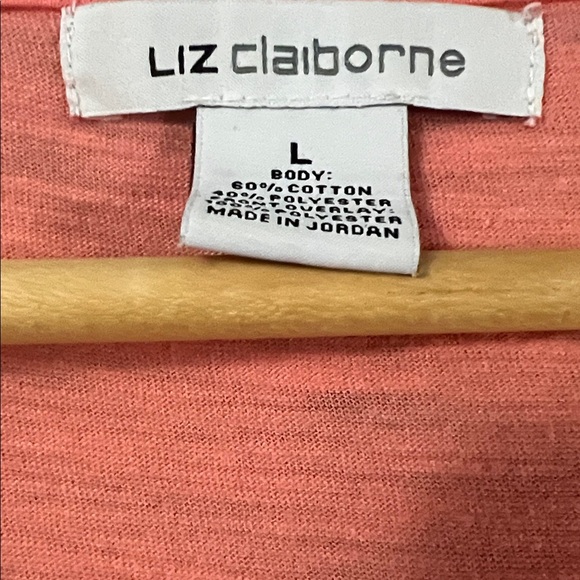 Liz Claiborne Coral Lace Short Sleeve Top - Picture 5 of 5